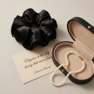 Elegant Black Silk Scrunchie