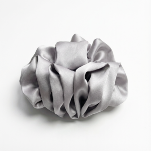 Silver Gray Silk Scrunchie