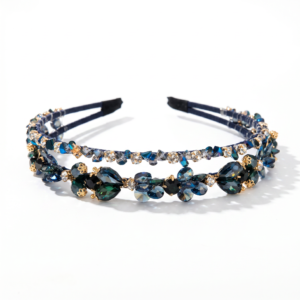 Deep Blue Crystal & Gold-Tone Headband